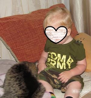 Костюмчик летний, футболка и камуфляжные шорты, чисто мальчуковый