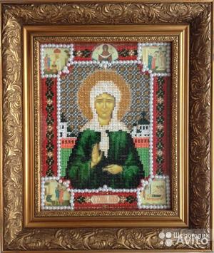 Икона "Матрона Московская" - вышивка бисером