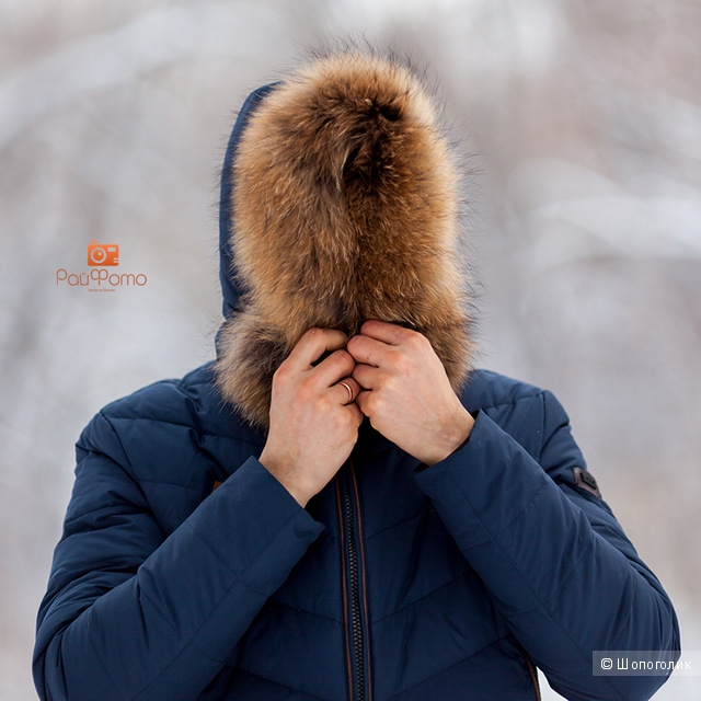 Мужская куртка с мехом енота