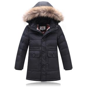 Пуховик детский черный с мехом (3QR)