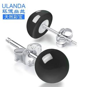 Серебряные серьги с чёрным-чёрным ониксом