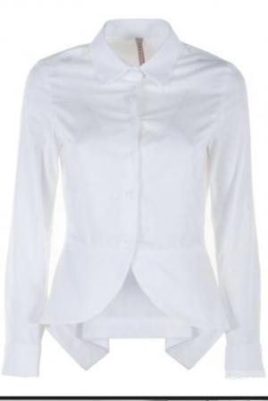 Белая рубашка с ассиметричной оборкой пеплум (Италия).