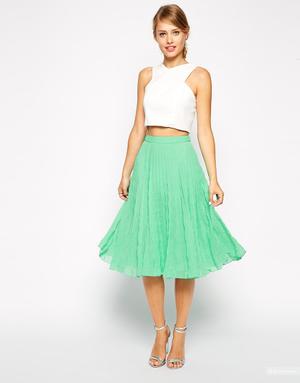 Юбка миди с шевронной плиссировкой ASOS uk8