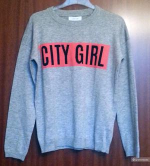 Lost Ink серый джемпер с надписью CITY GIRL, размер L