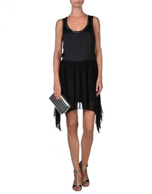 Replay чёрное платье с заклёпками и шифоновой юбкой, р. M