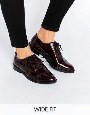 Кожаные броги Asos MAKE-UP, 35,5 размер для широкой стопы темно-бордовые