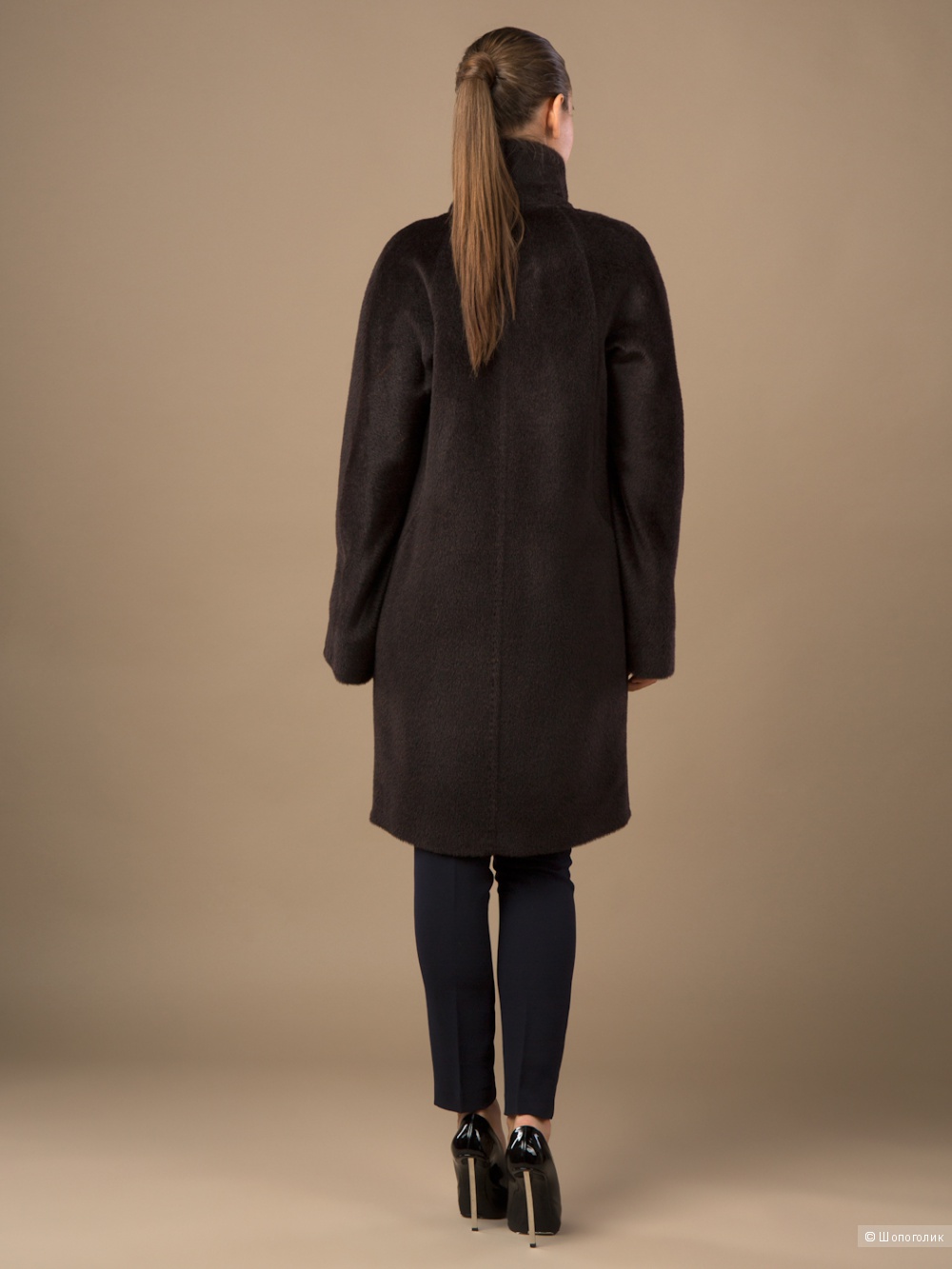 Пальто черное, Оверсайз, рр.44-48, шеость.