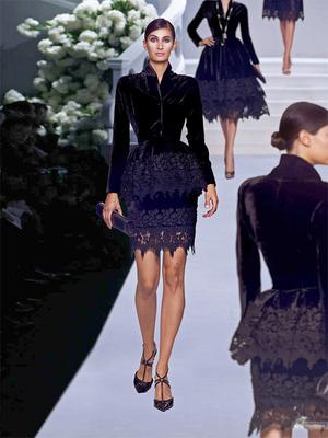 Французский черный бархатный костюм Faust 42-44