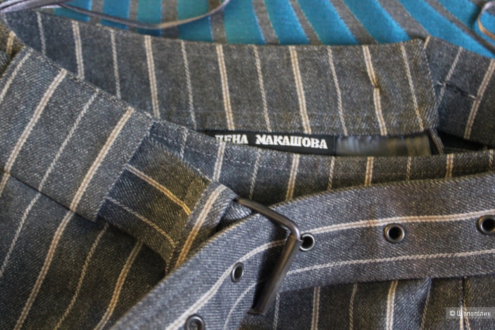 Юбка серая в бежевую полоску, ЛЕНА МАКАШОВА на 42-44