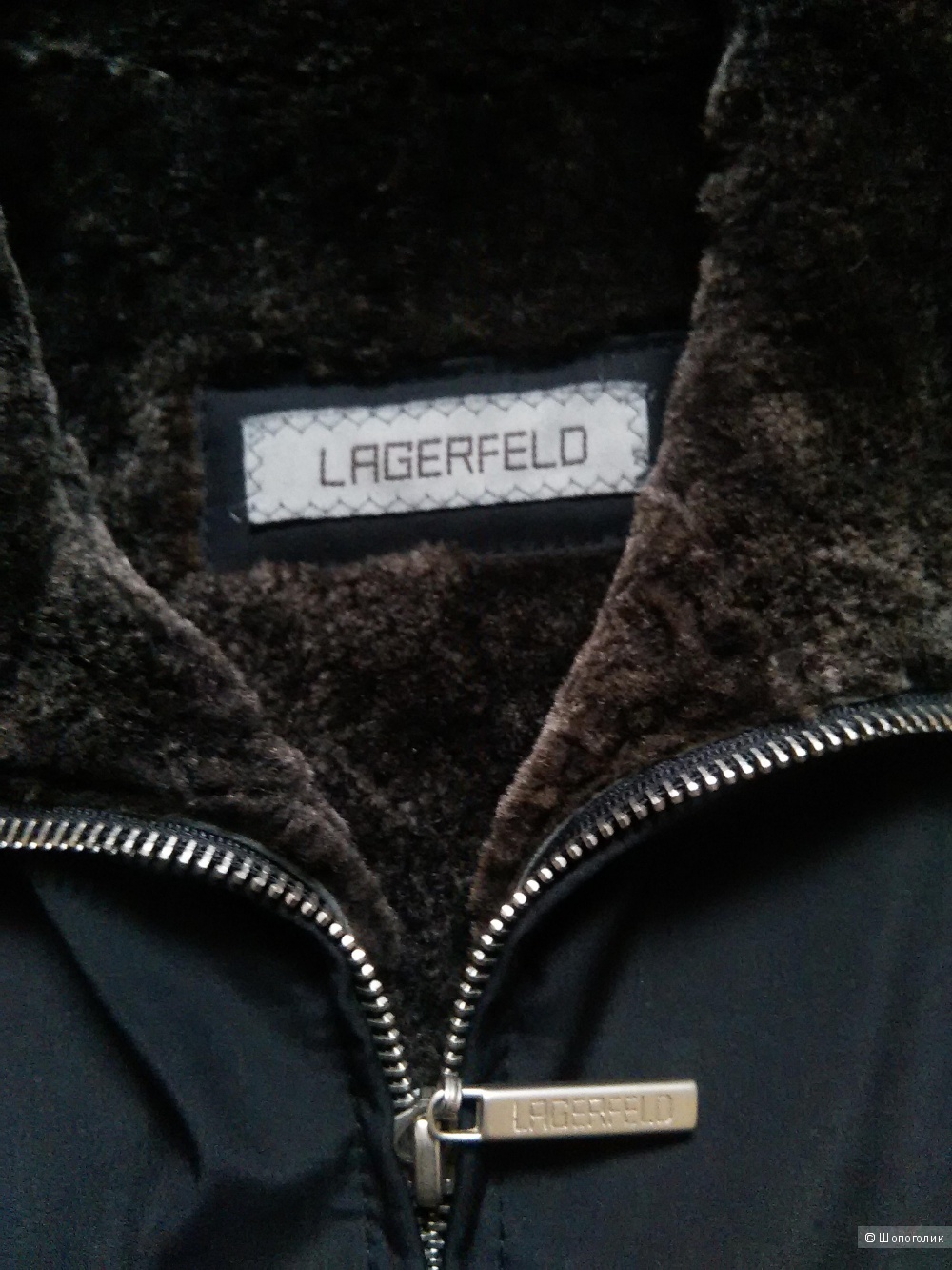 Куртка на натуральном меху LAGERFELD (Франция), р. 52-54, черная