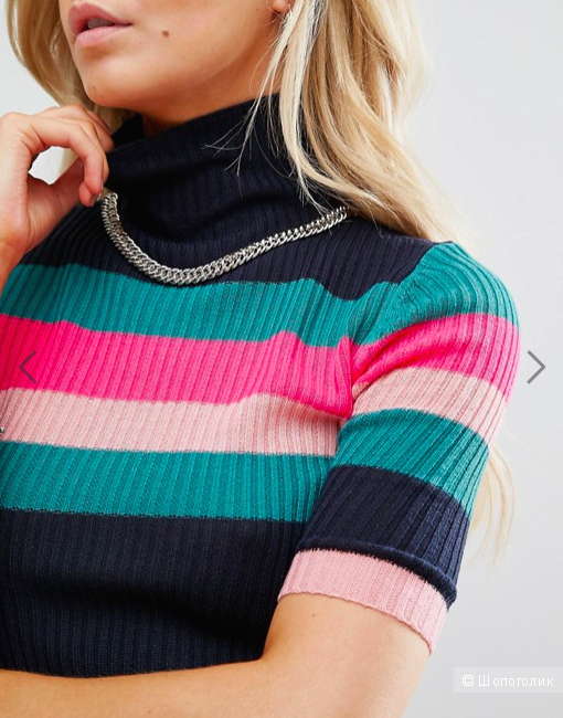 Трикотажное платье в рубчик и разноцветную полоску Noisy May Petite