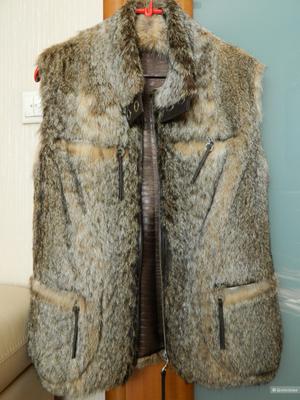 Жилет FENZO из цельных шкурок рыси с элементами кожаной отделки, размер 44/46