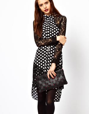 Новый чёрный кожаный клатч ASOS