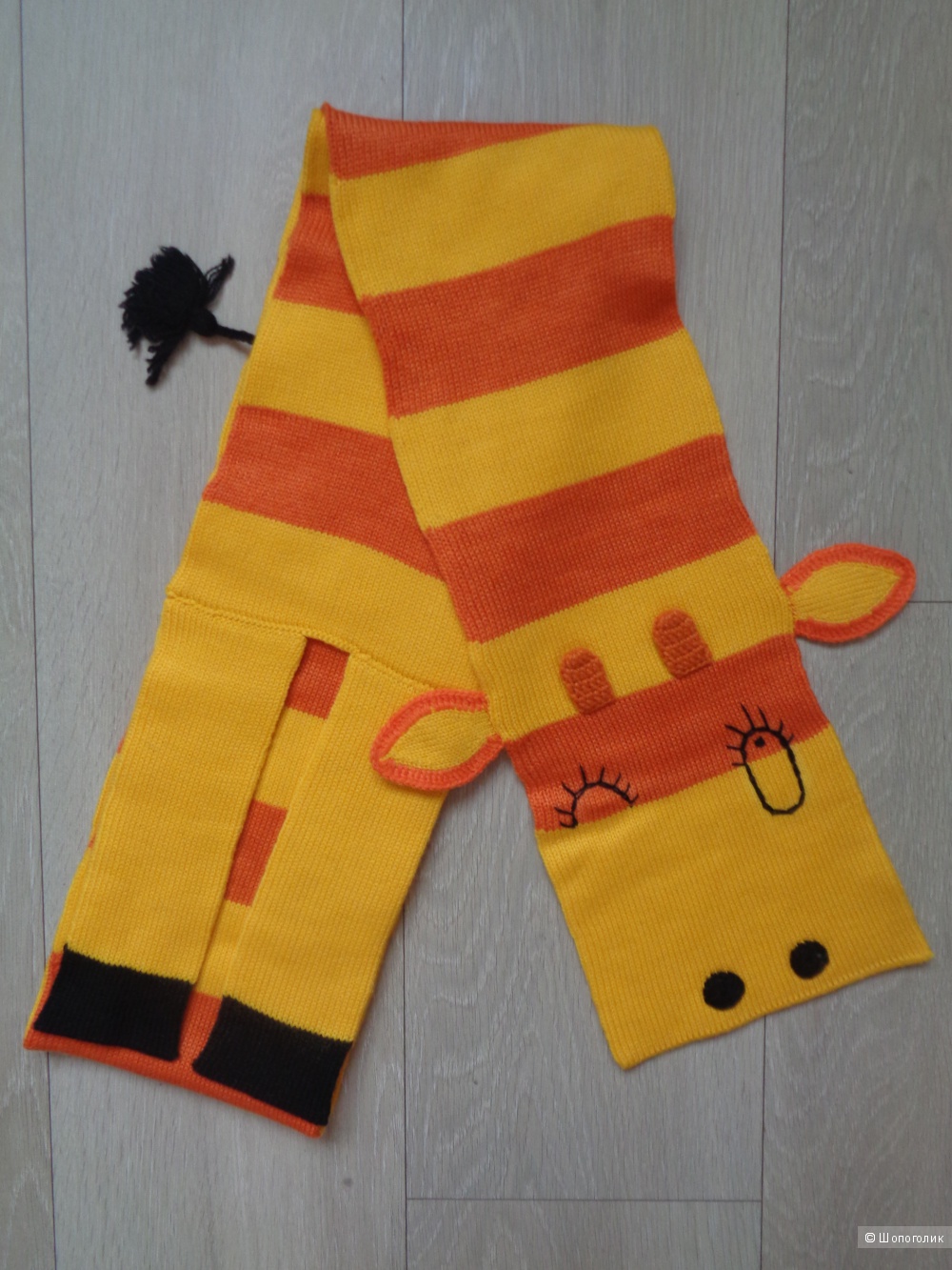 Новый яркий вязаный комплект "Жираф" от Kompot (шарф, варежки и шапка)