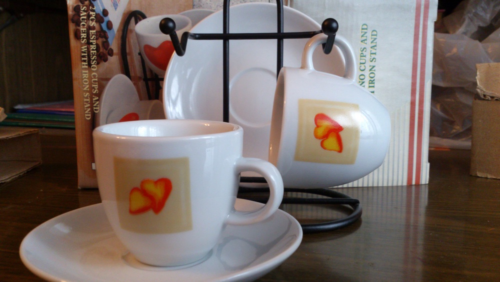 Чашечки для эспрессо, 50 мл, 2 шт на металлической подставке