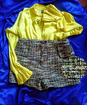 Шорты твид бренд LUBLU шёлковый подклад M 44 выше колена