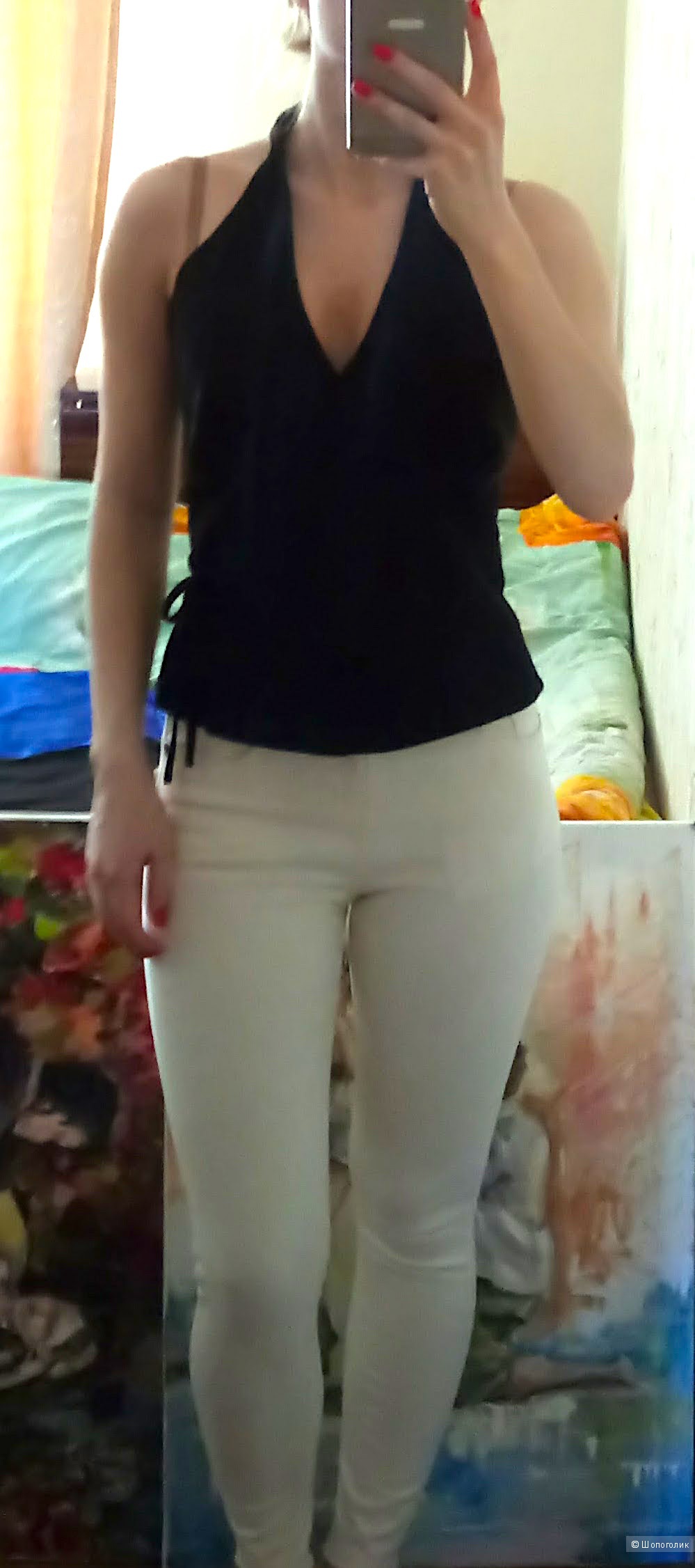 Топ OASIS чёрный с открытыми плечами размер М