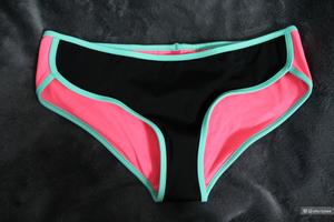 Victoria's Secret плавки, двусторонние, размер XS, розово-черно-бирюзовые