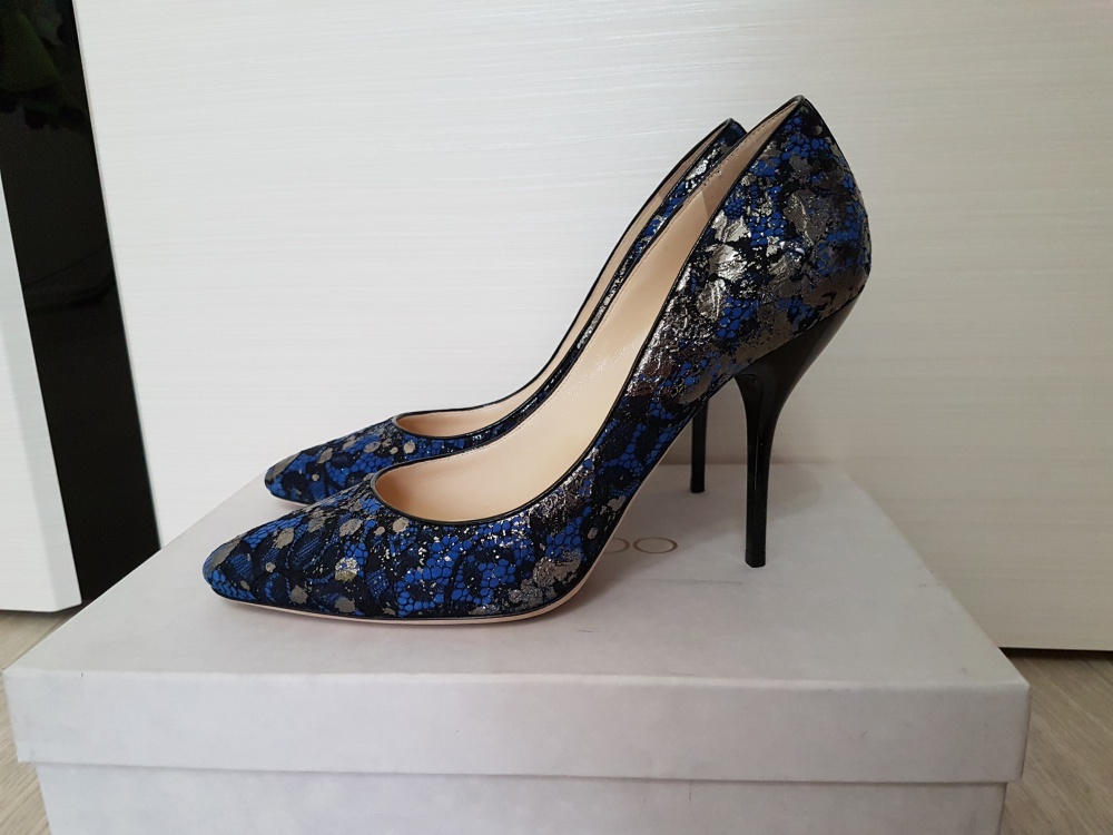 Туфли Jimmy Choo, натуральная замша + кружево, размер 39-39.5