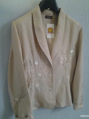Летний жакет из 100% льна с вышивкой, пр-во Индия. Размер 50.
