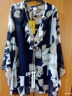 Блузка-туника длинная с отдельным топом черным MY STORY Франция в размере 5 FR(48-50)