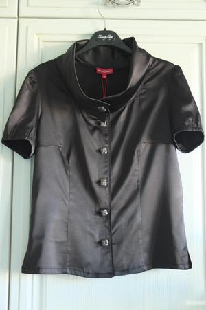 Новая черная блузка с коротким рукавом WoolStreet, размер 36
