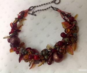 Авторское колье "Осень яркая красная"