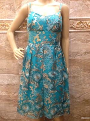 KAY UNGER расшитое бирюзовое платье от дизайнера р.44 Новое.Оригинал