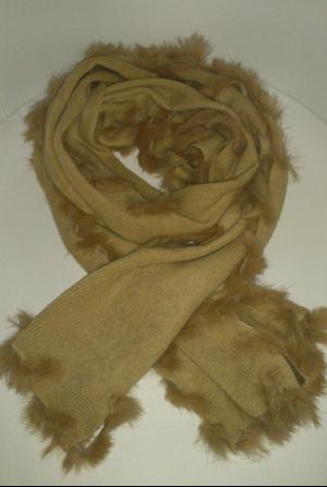 Шарф  с декором из меха кролика, размер 150х28