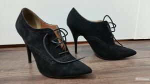 Черные, замшевые ботильоны на шнурках P.Cont, 36 размера.