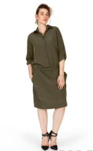 Платье хаки с металлическими пуговицами Sheego 48-50 размер