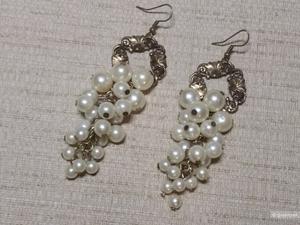 Серьги винтажные , длинные с жемчужными кисточками.