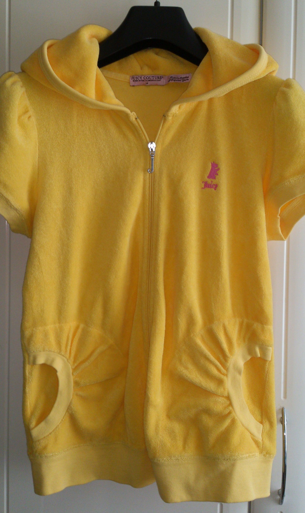 Толстовка махровая желтая JUICY COUTURE, размер 14 (ам) = XS-S = 40-42 (рос)