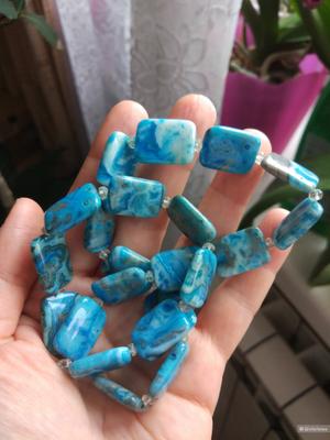 Бусы с Доминиканской бирюзой- Ларимаром