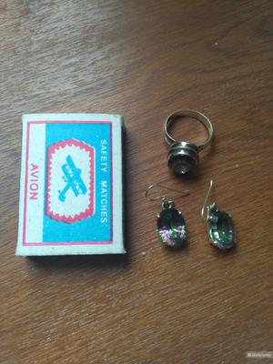 Набор из серебра с мистик-топазом р.15.5-16