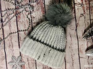 Шапка женская с помпоном, one size.
