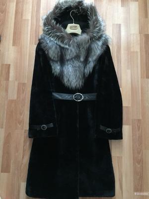 Мутоновая шуба с чернобуркой "Меха-Элегант", 42-44