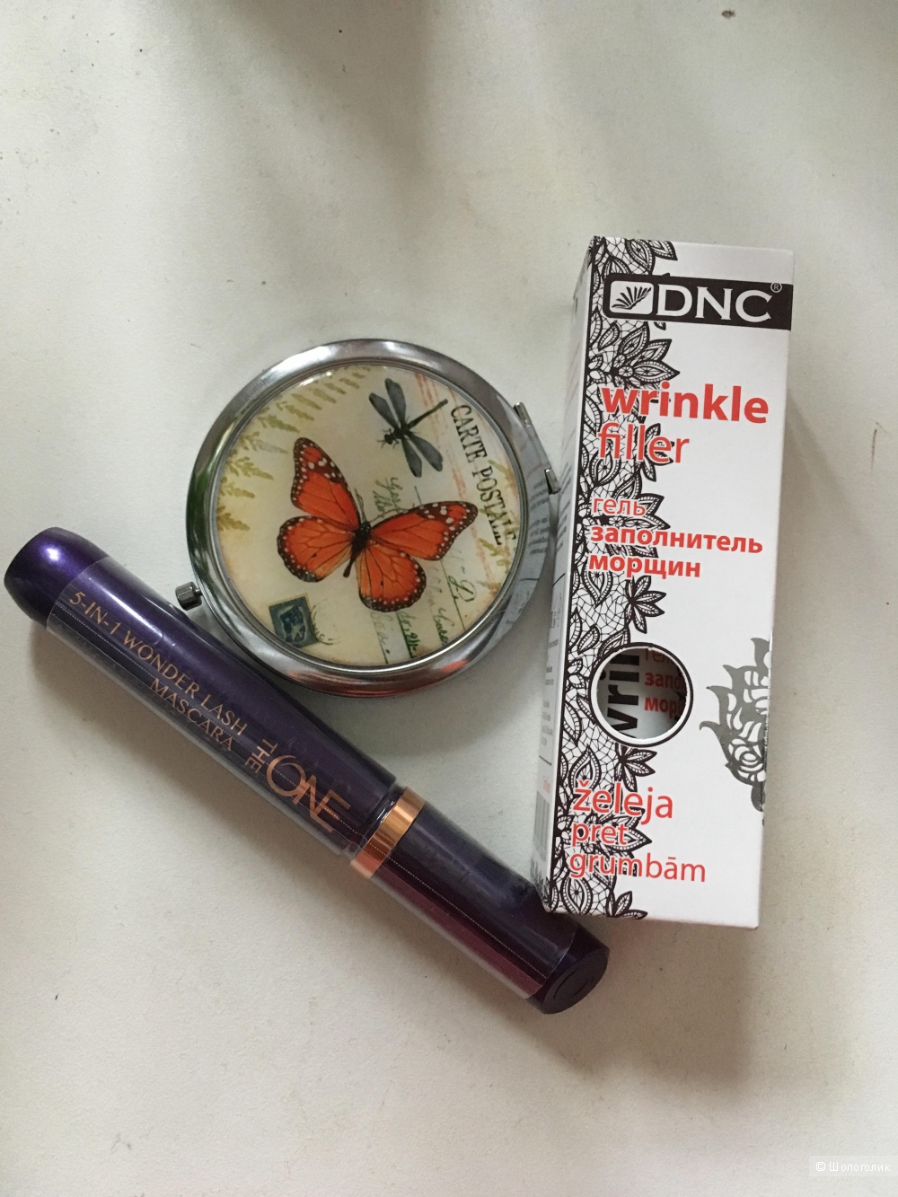 Косметический сет: тушь для ресниц The One, гель заполнитель морщин DNC и зеркальце/ 8/20 мл.
