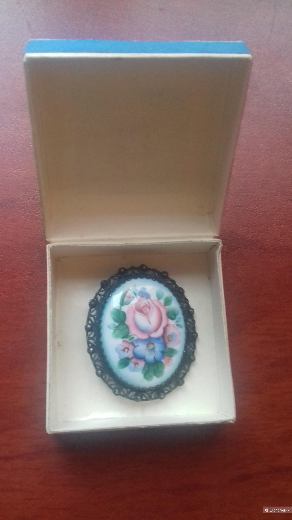 Брошь финифть, No name, крупная