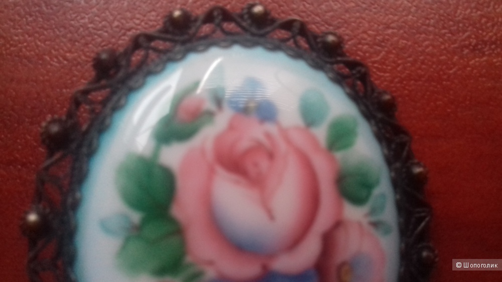 Брошь финифть, No name, крупная