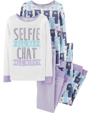 Комплект пижам Carters 4в1 для девочки, размер 7 (122 - 131 см)