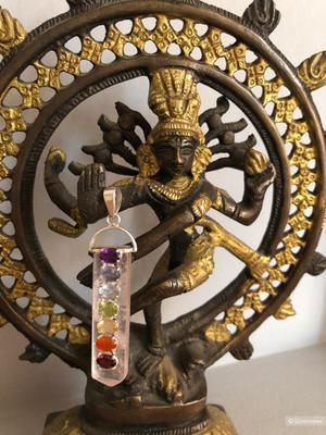 Сакральный кулон "ЧАКРЫ"  розовый кварц в серебре.