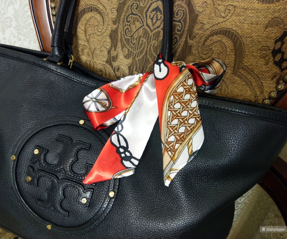 Шелковая повязка-шарфик для сумок, на голову, волосы, шею разноцветная, 4,5 см*87 см.