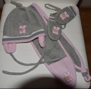 Комплект: шапка, шарф, варежки no name на 0-3 мес. 38-40см