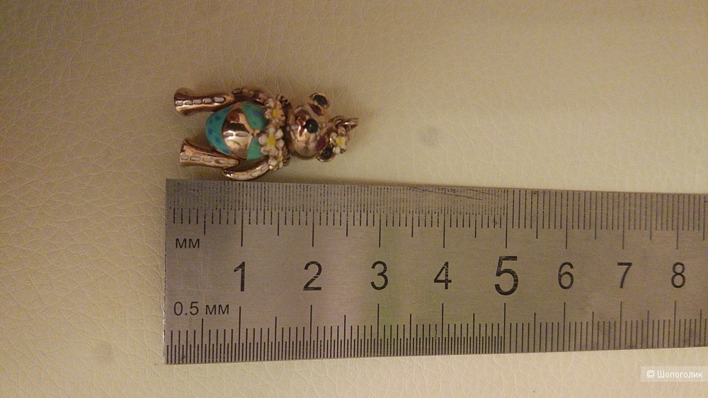 Подвеска Мишка с рубинами из серебра