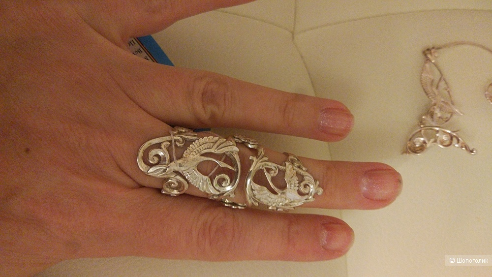 Комплект из серебра 925 пробы со стерхами.