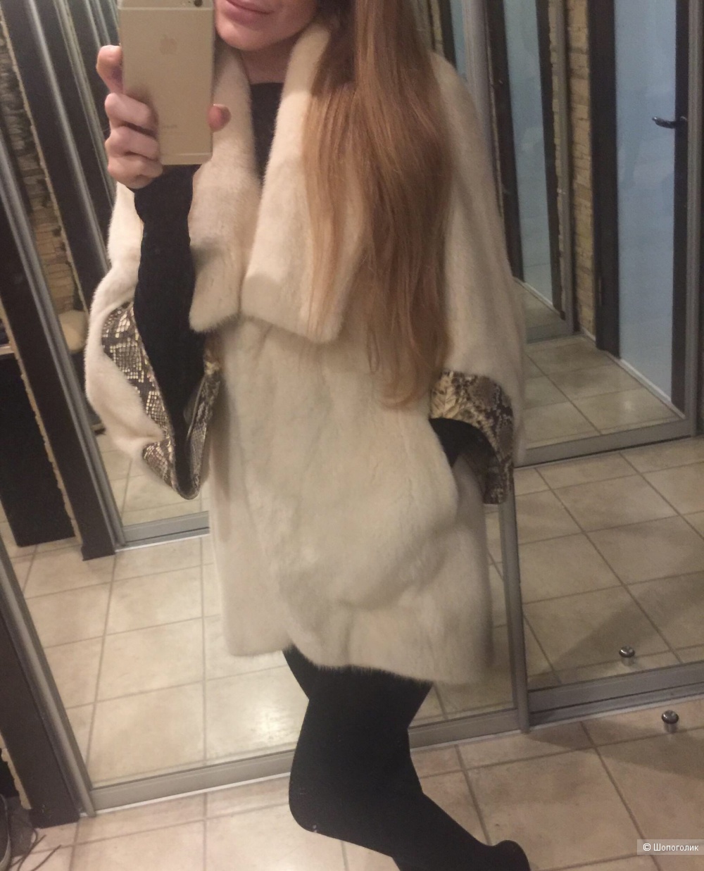 Норковая шуба с питоном Saga Furs (Nina Ricci)40-42-44