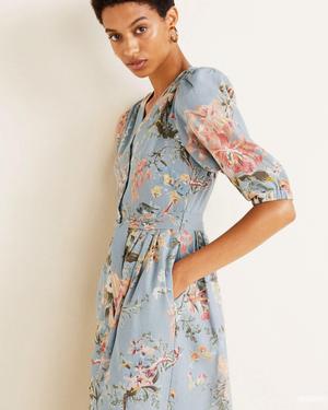 Льняное миди платье mango, размер S/M