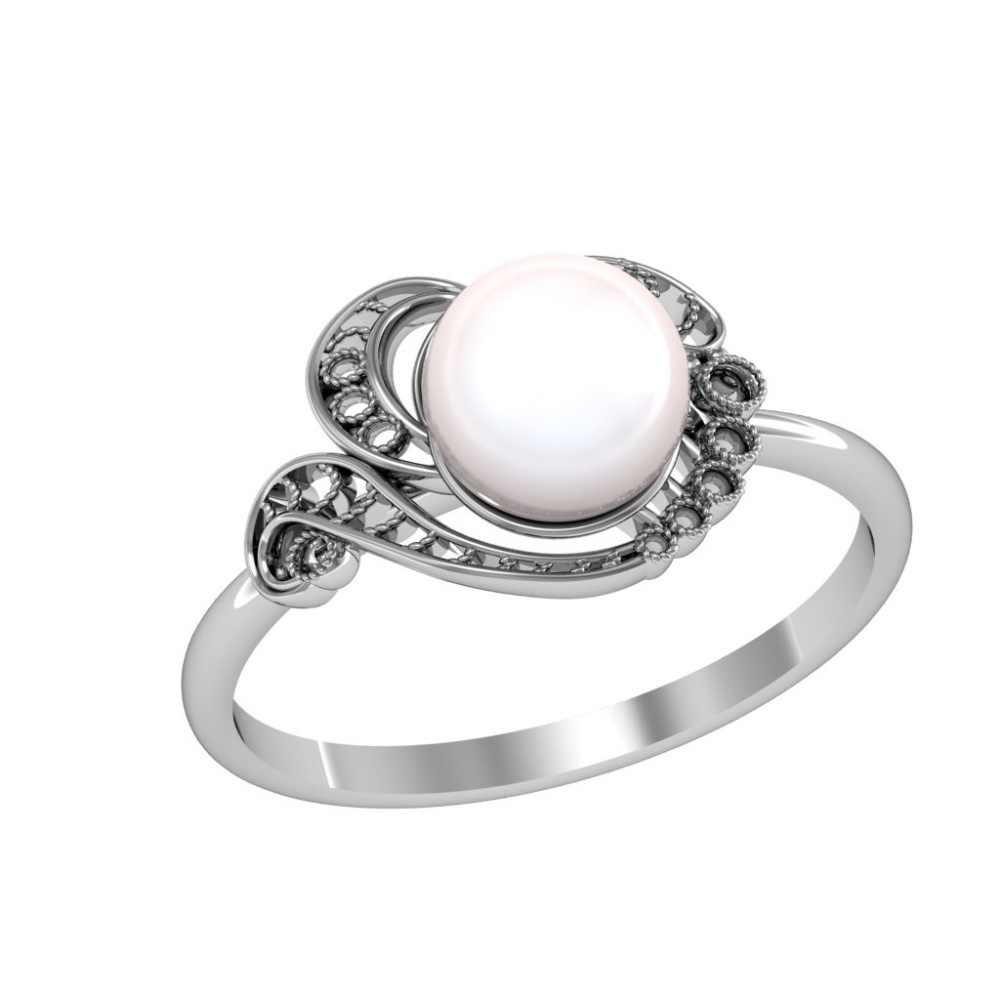 Серебряное кольцо 925 пр с жемчугом ,"Приволжский Ювелир", 19,5 р