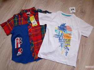 Футболка и рубашка на мальчика, р.110